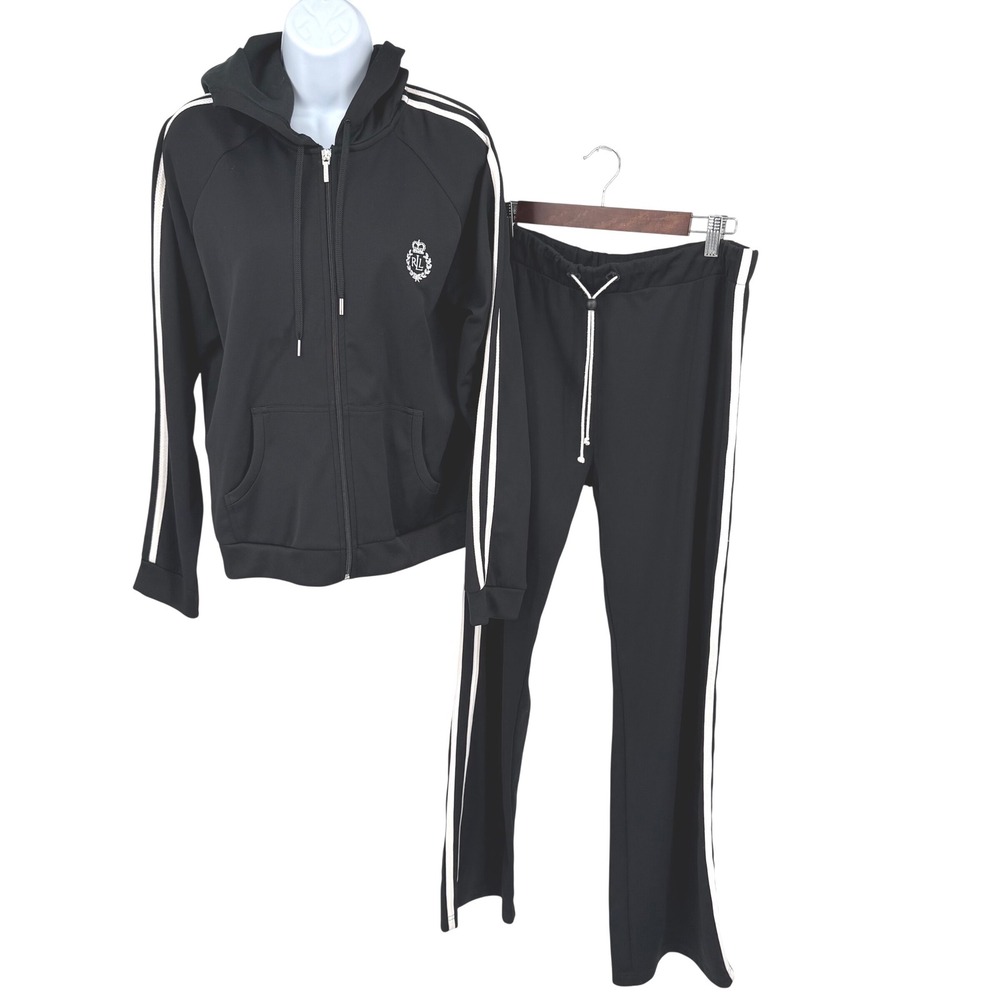 Lauren Active Ralph Lauren Womens XL Athletic Jacket Pants Black Zip Up Hoodie